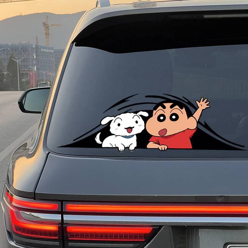 Crayon Shin-Chan Adesivo de carro Decoração de veículo elétrico Corpo Janela traseira Porta Bloco de arranhões de grande
