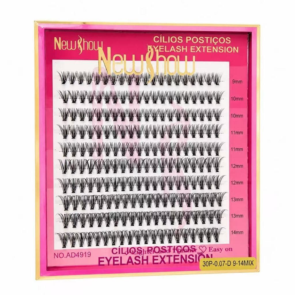 New Show Card of 200 Knotless Tuft Eyelashes  20P/30P-0.07D 9-14Mix