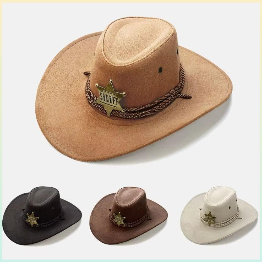 Chapéu De Cowboy De Praia , Boné Protetor Solar De Cor Sólida De Camurça Artificial , Cosplay De Festa De Proteção Respi