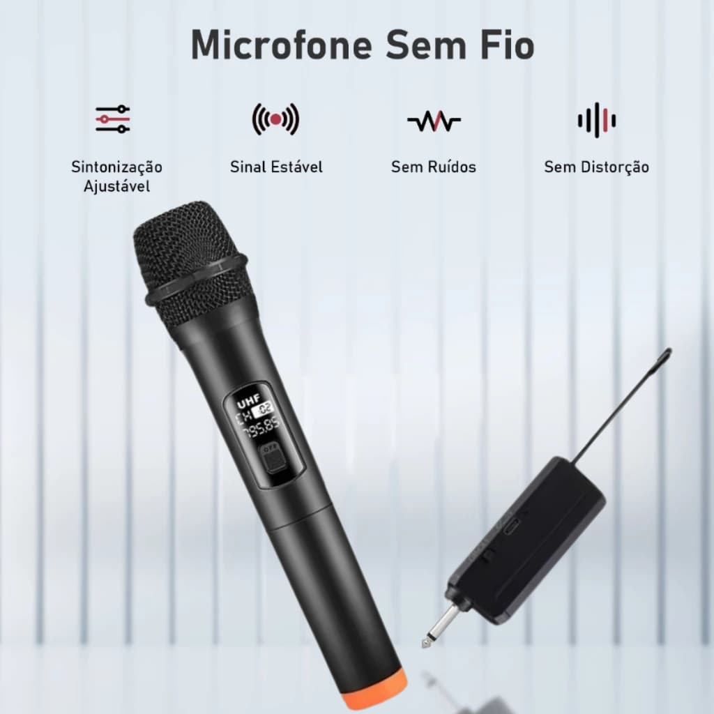 Microfone Sem Fio Profissional Dinâmico Recarregável Uhf Karaoke Igrejas Escolas Palestras Reuniões