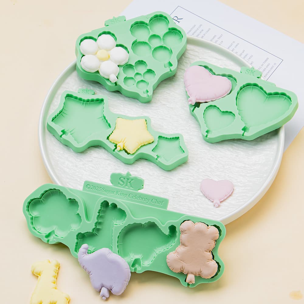 KALAIEN 5 Novos Moldes de Silicone em Forma de Balão, Moldes de Fondant em Forma de Desenho Animado, Molde de Silicone p
