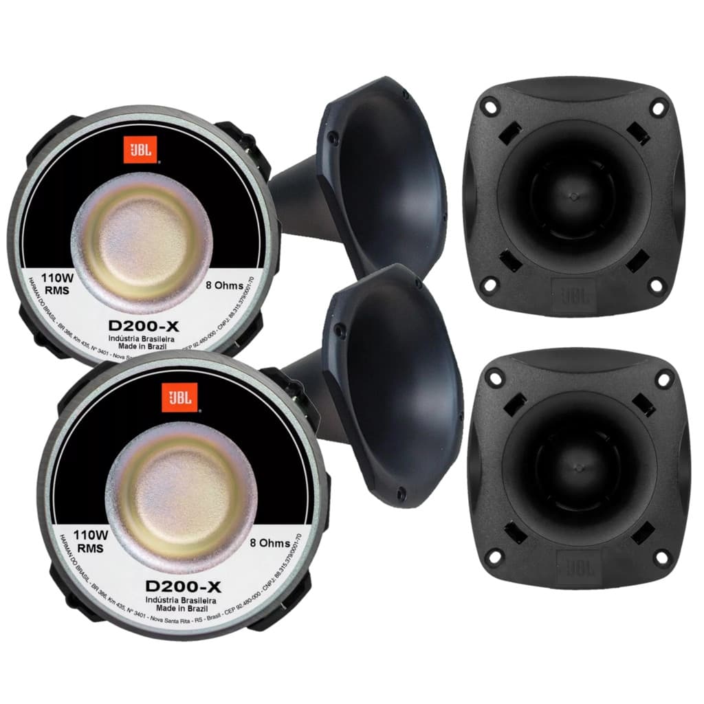 KIT 02 DRIVER JBL D200-X + 02 TWEETER JBL ST200 + 02 CORNETAS PRETAS + CAPACITORES