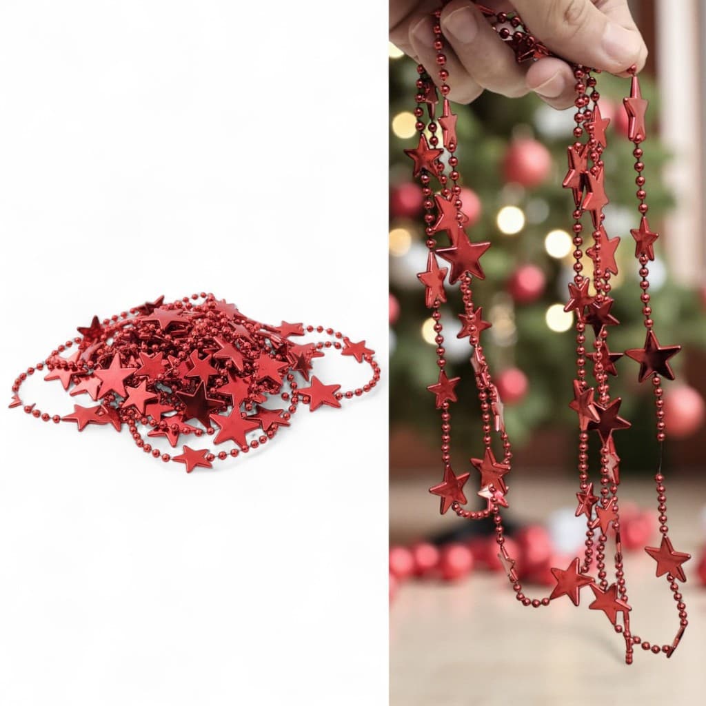 Cordão Estrelado Natal Brilhante Enfeites Decoração 180cm