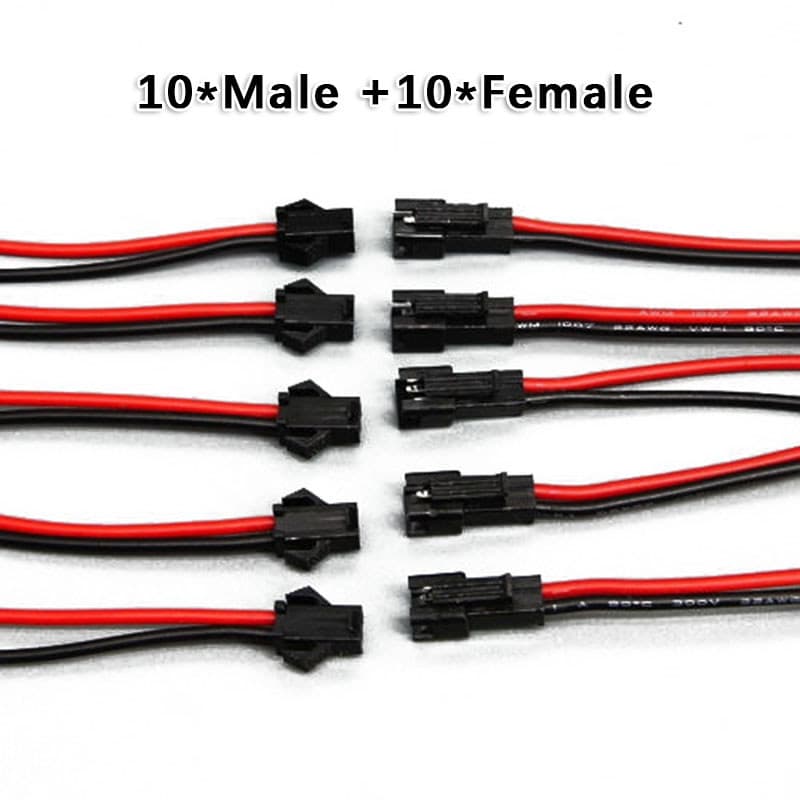5/10 Pares 15cm JST SM 2P 2Pin Tomada Macho Para Fêmea Vermelho/Preto Fio Conector Tiras LED Lâmpada Driver Conectores C