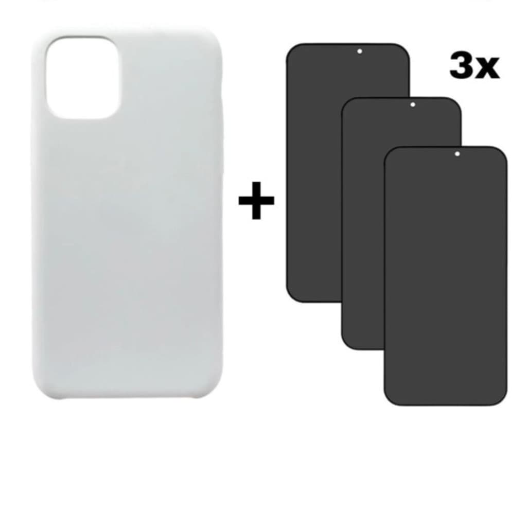 Kit 4 em 1 Case Branca + 3 Películas Vidro 3D Privacidade Compatível iPhone 11 12 13 14 15 candy