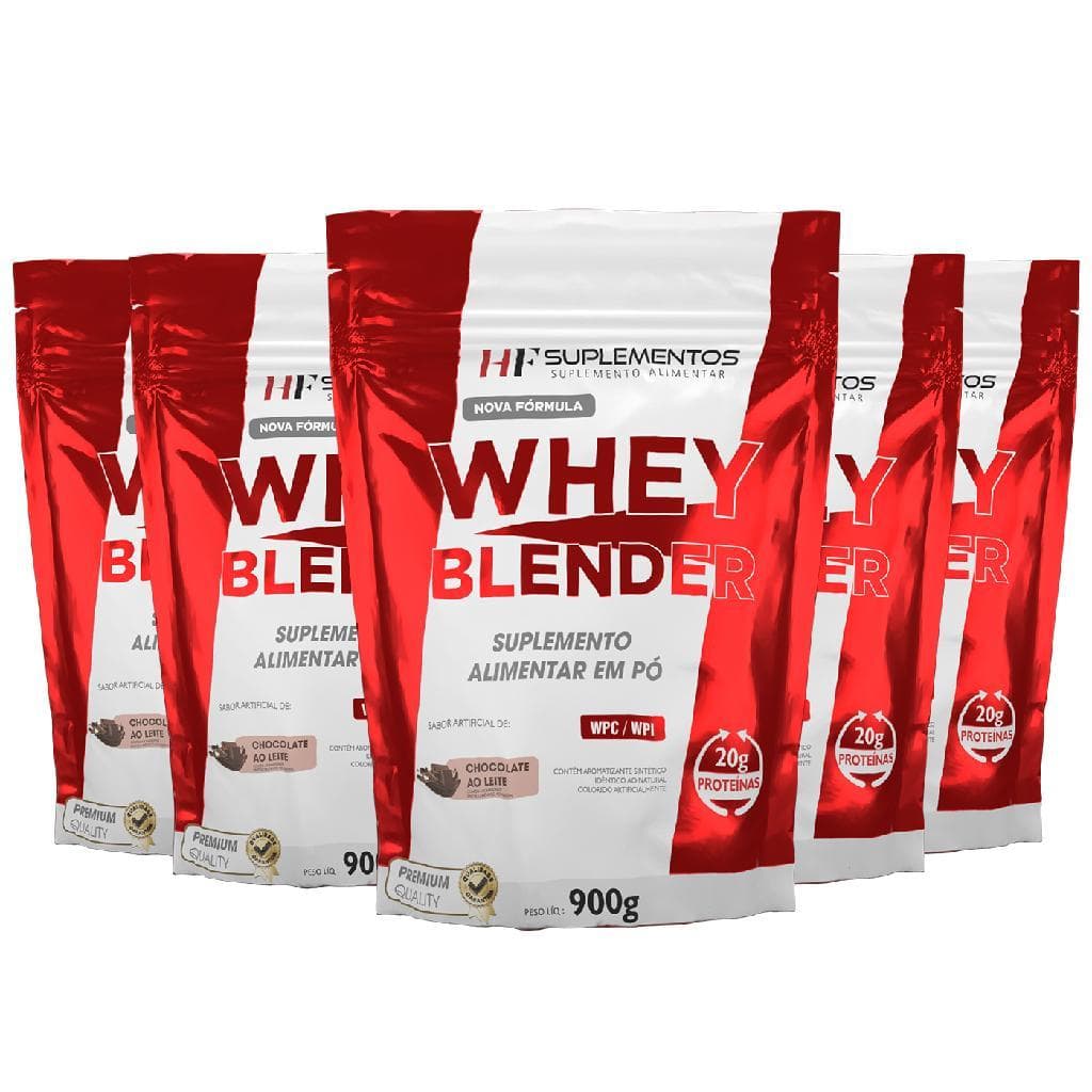 5X WHEY BLENDER CONCENTRADO CHOCOLATE 900G HF SUPLEMENTOS