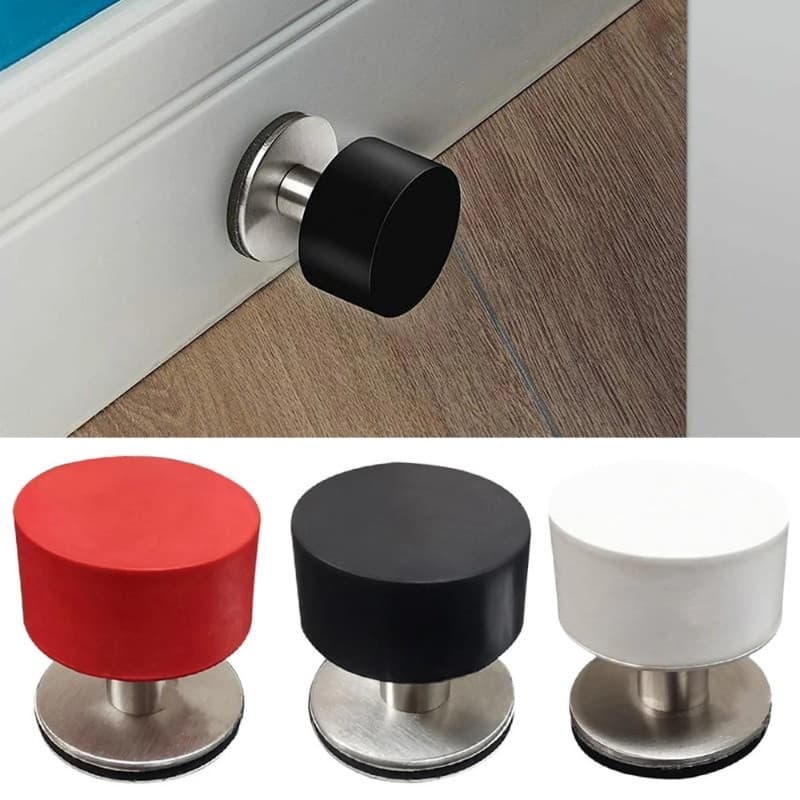 Batente De Porta Não Perfurador Autocolante Para Serviço Pesado Aço Inoxidável Com Amortecedor De Som Borracha Protetor
