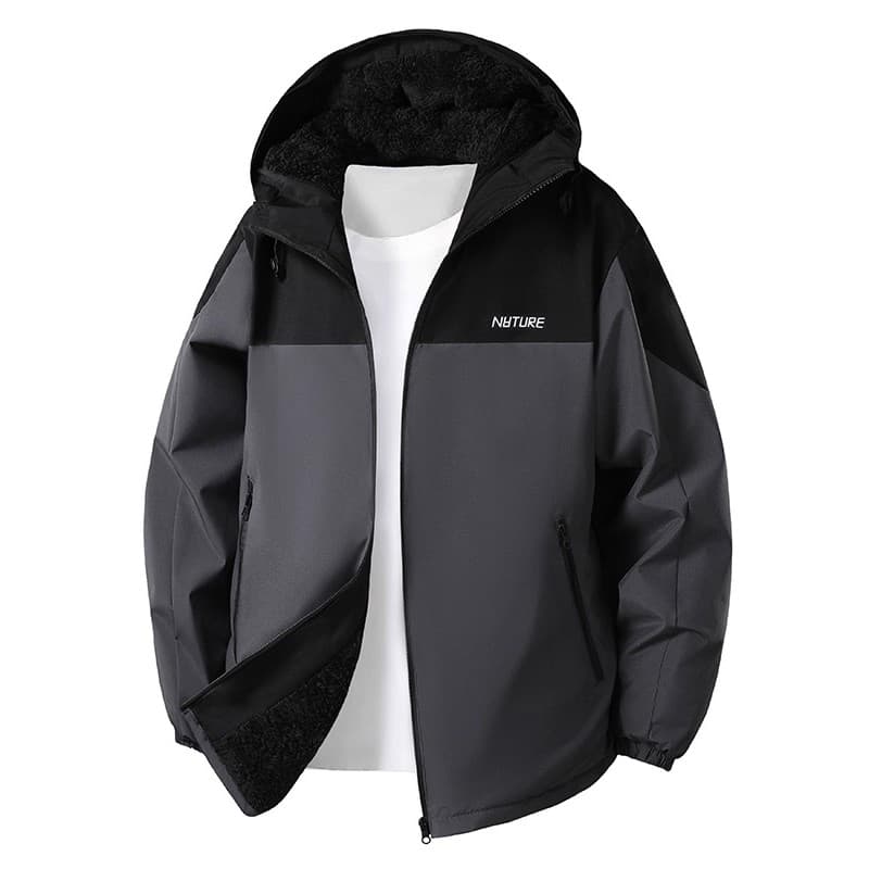 Forro de lã engrossado jaqueta masculina outono Casual jaqueta com capuz masculino à prova de vento jaqueta impermeável
