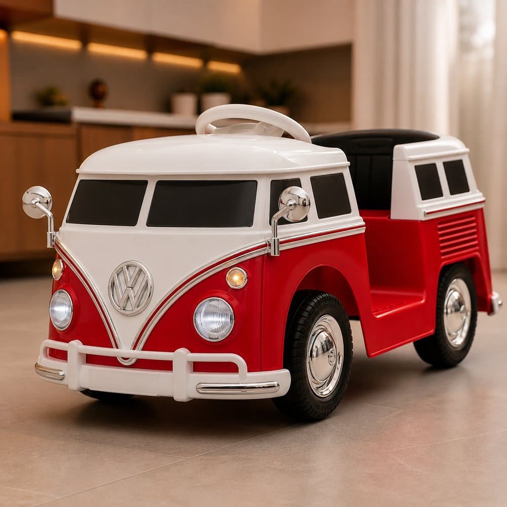 Carrinho Elétrico Infantil Kombi 6V Controle Remoto Vermelho