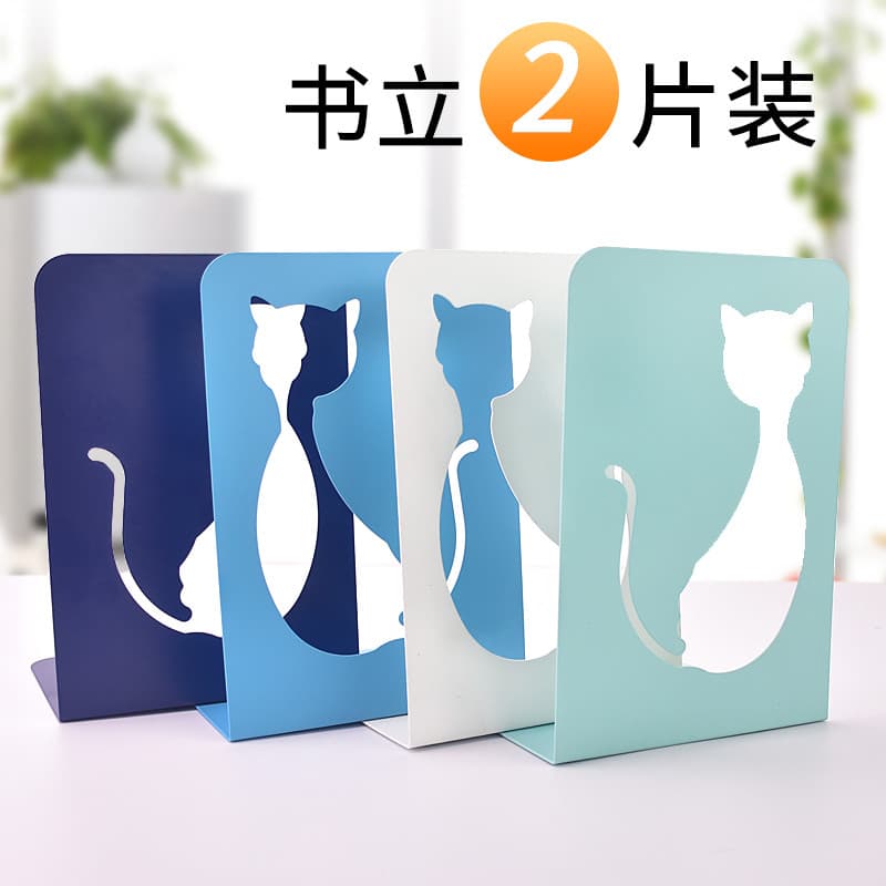 Gato Lucky Cat Metal Book Clip Book Rest Bookend Bookend Bookend Estante Simples Mesa Estudantes Usam Prateleira de livr