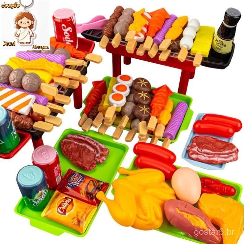 Conjunto De Churrasqueira De Brinquedo Para Churrasco Simulação De Vinho/Comida/Grelha kebab