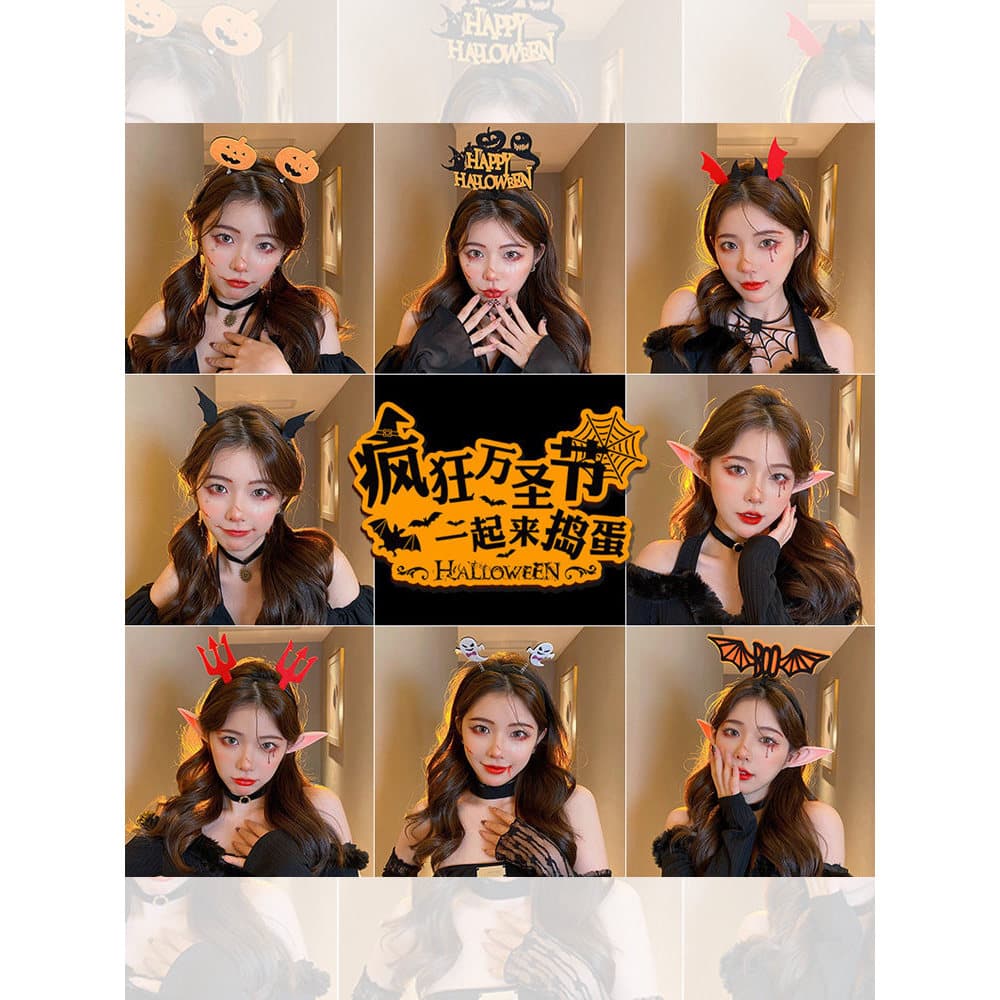 Halloween Headwear engraçado cos pequeno diabo vestir-se bandana feminino abóbora bandana acessórios adereços decorações