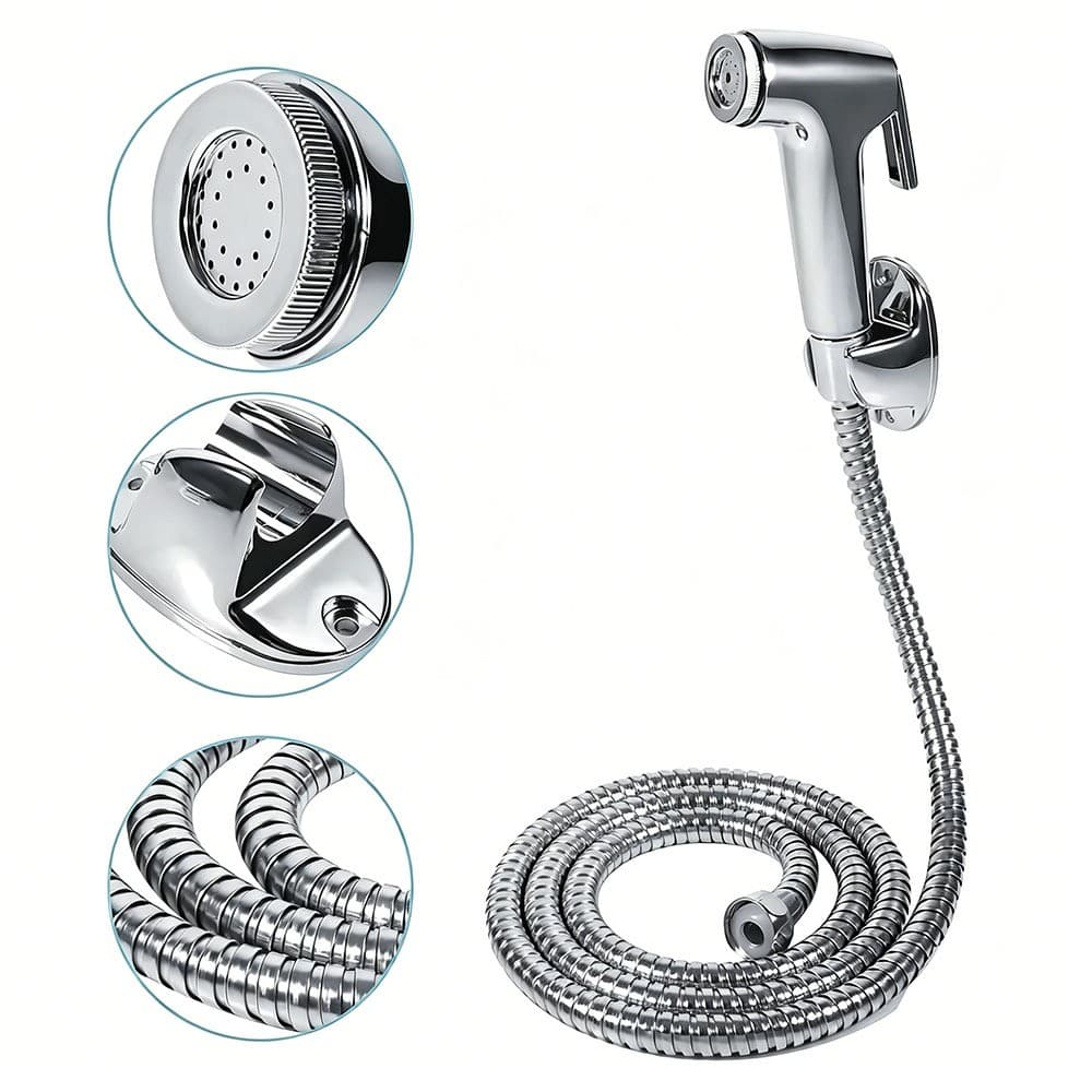Ducha Higiênica Banheiro Chuveirinho Inox Cobre Com Mangueira Conjunto de 3 Peças
