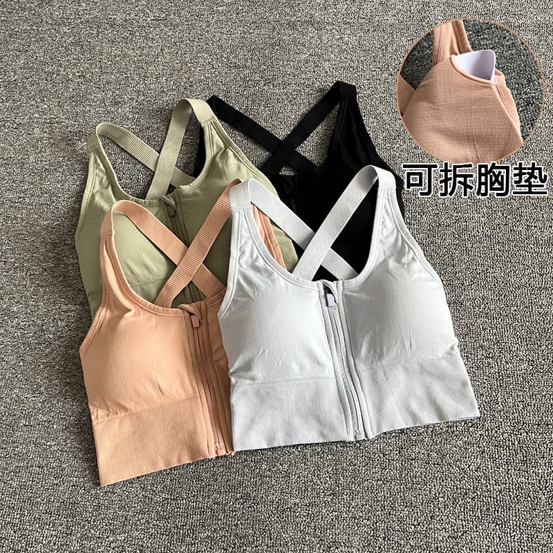Colete esportivo feminino, roupa externa Fitness, corrida, roupa íntima à prova de choque, sutiã Anti-flacidez, zíper fr