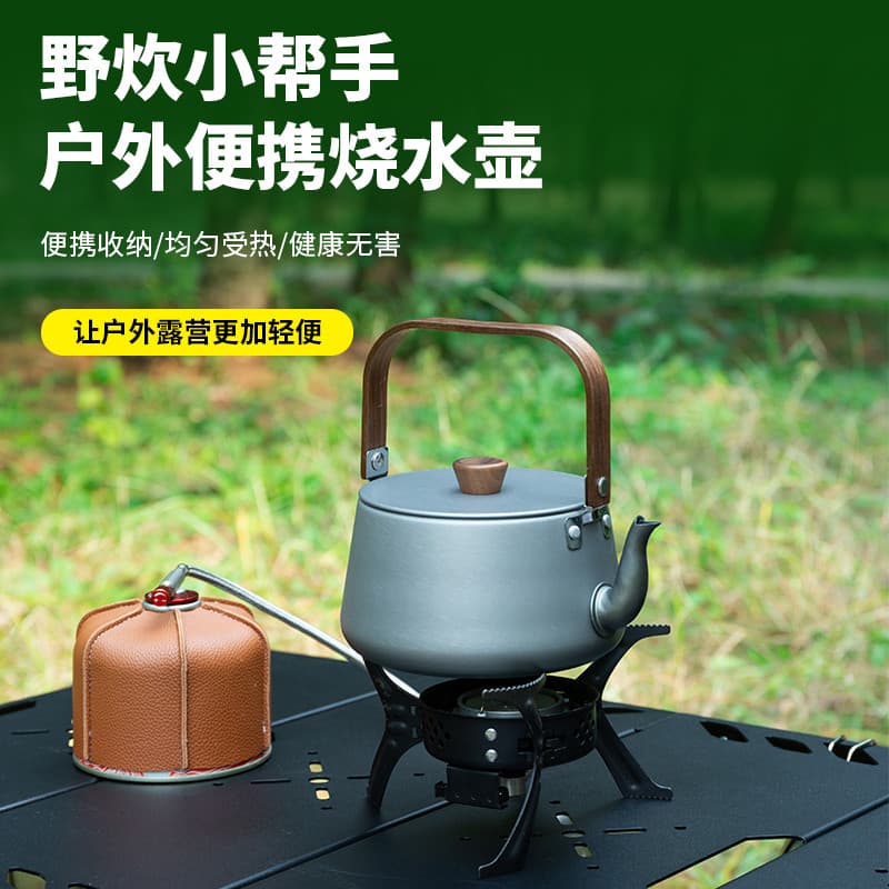 Equipamento de acampamento ao ar livre chaleira de piquenique grande capacidade cafeteira portátil liga de alumínio bule