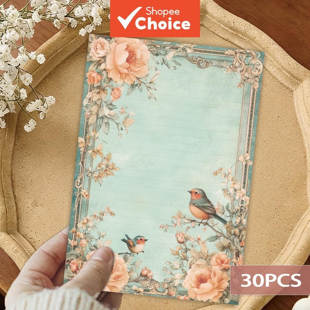 B5 Papel De Escrita Forrado Bloco De Notas Papelaria Diário Caderno Quadro Branco Europeu Floral Pássaro 30 Folhas