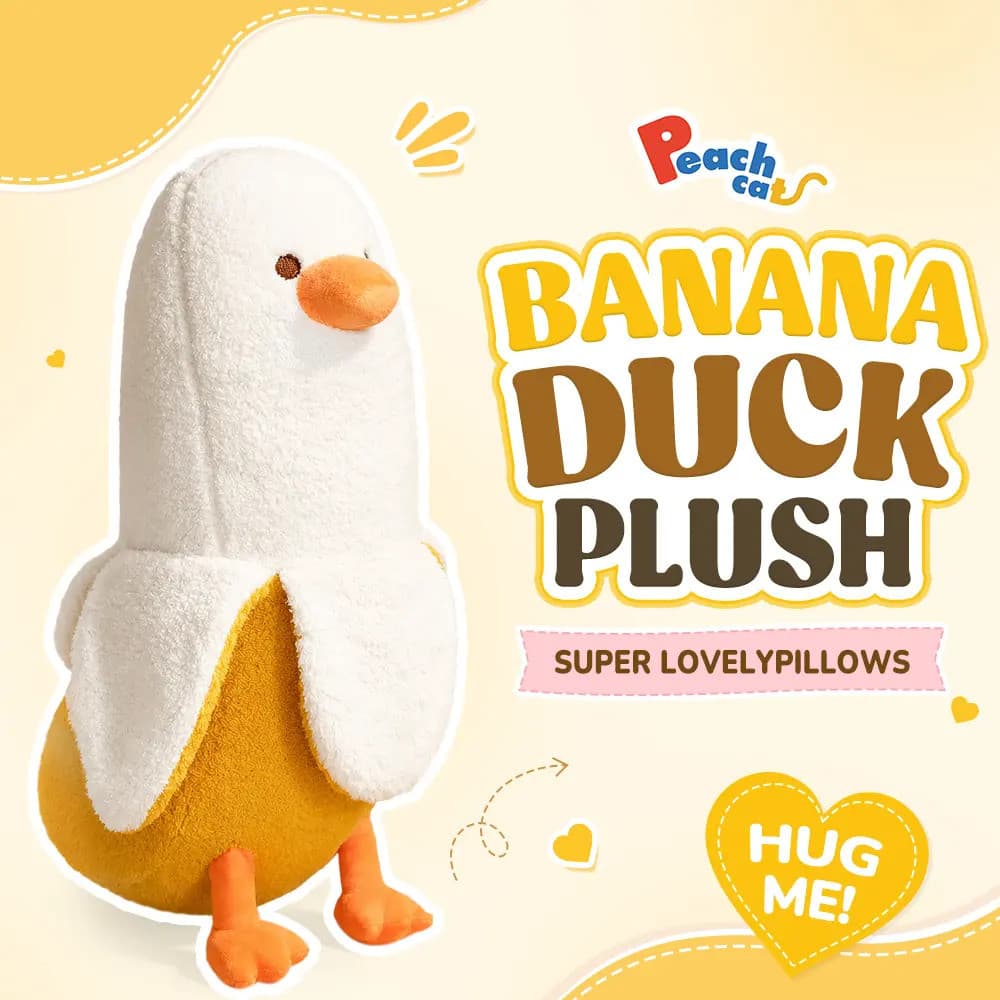 PEACHCAT Brinquedo de Pelúcia Fofo em Forma de Pato-Banana para Decoração de Casa, Brinquedo Macio e Confortável para Pr