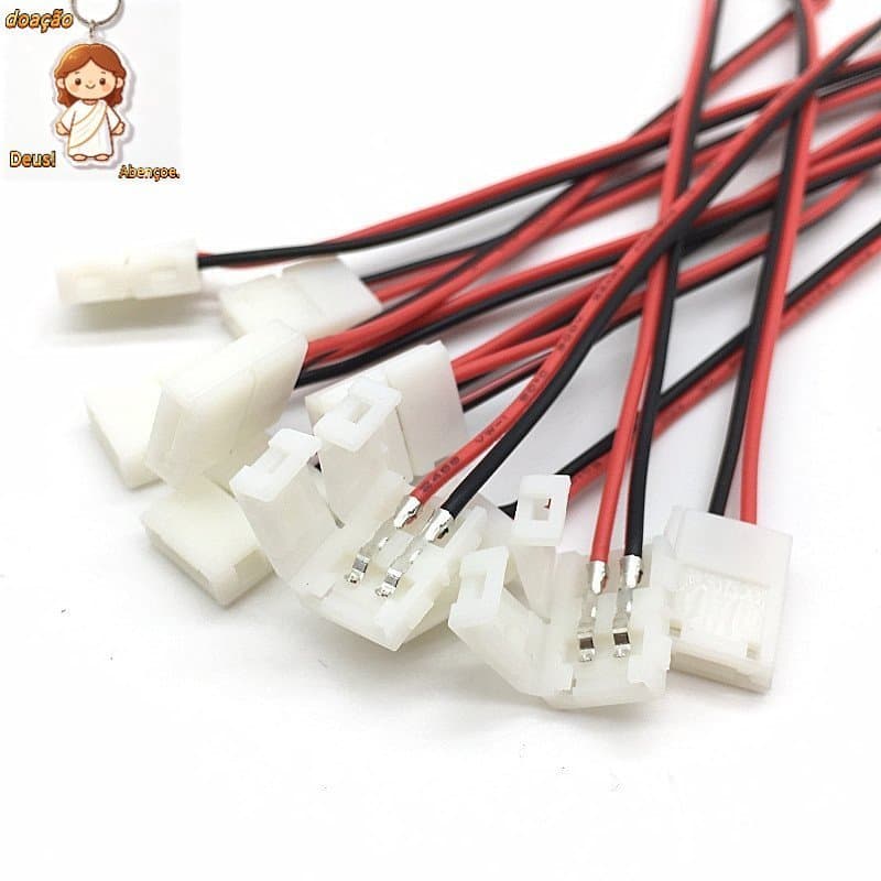 Cabo De 10/20pcs Conector De Fita LED De 2 Pinos 2835/5050 Adaptador De Cor Única Fio De Alimentação Útil De 8/10mm