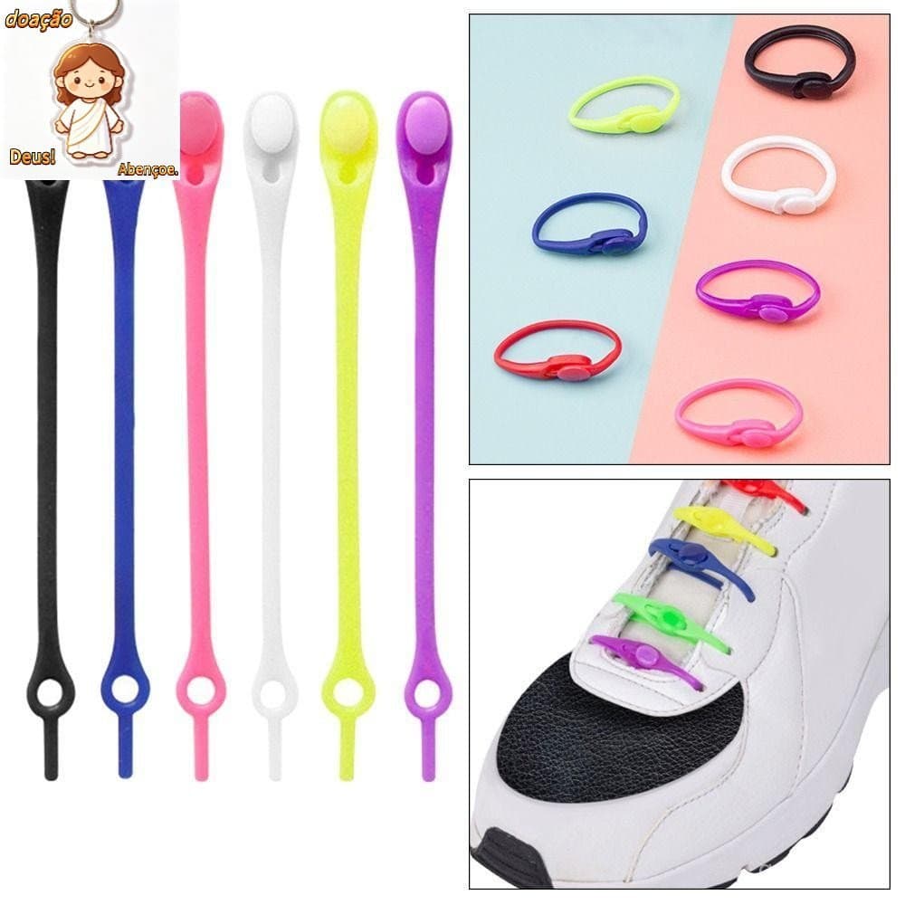 12 Pçs/set Cadarço Stretch , Cadarços Elásticos De Silicone Para Tênis , Faixas De Sapato Pessoas Preguiçosas