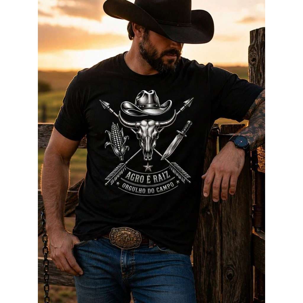 Camiseta unissex  Agro Raiz Masculina Country Estampa Premium