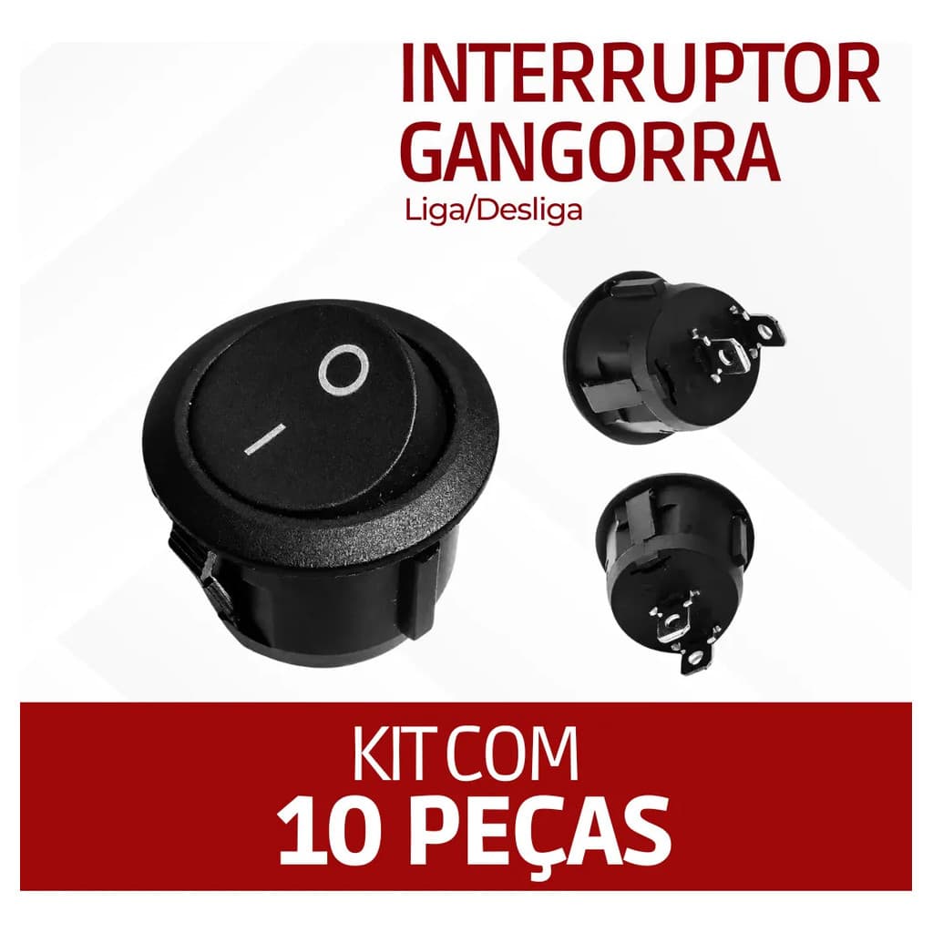 Kit 10 Botão Liga/desliga Interruptor Redondo Chave Gangorra