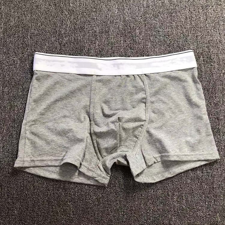 Cuecas boxer masculinas de algodão puro com cintura branca, respiráveis, casuais e confortáveis.
