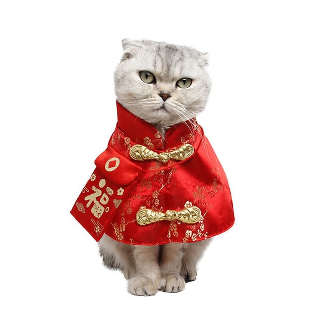 Animal de estimação ano novo babador manto Tang terno babador Envelope vermelho roupas para cães gato capa vermelha ano