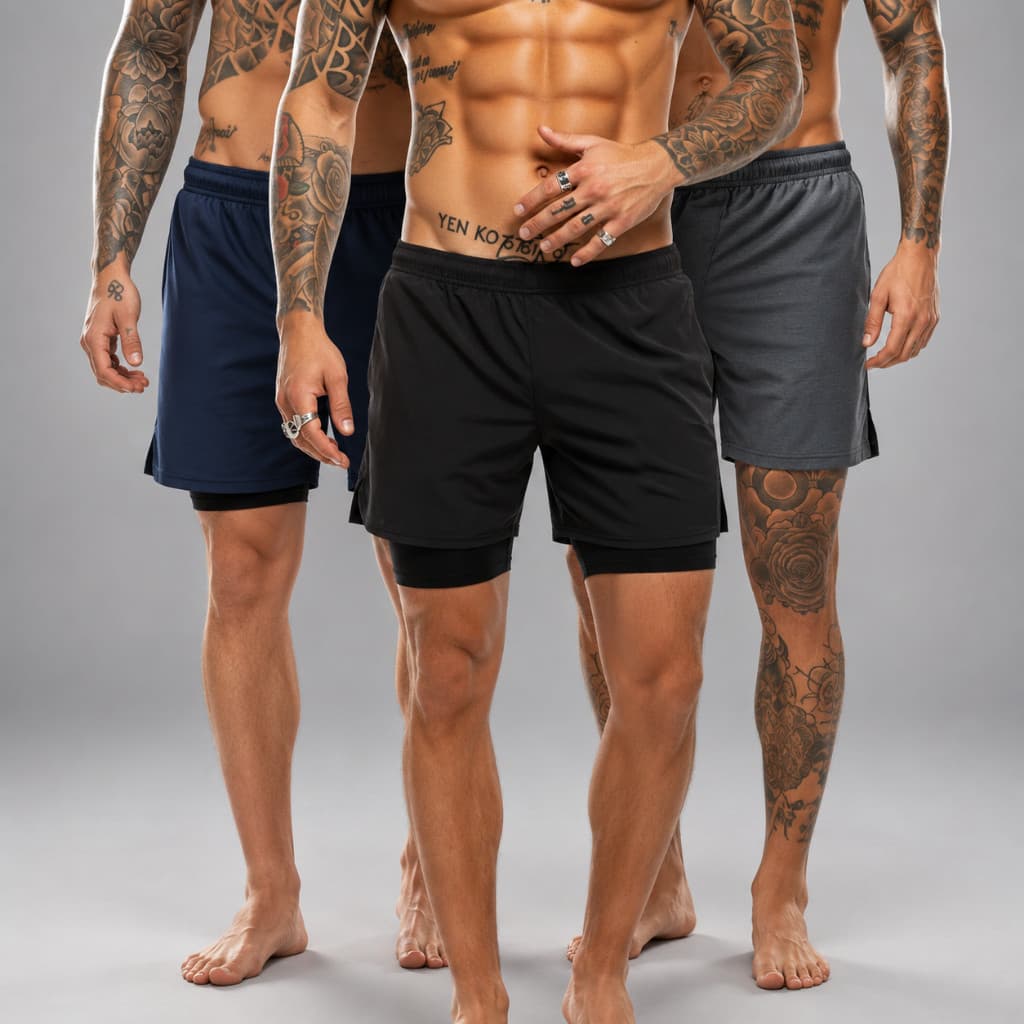 Kit 2 Shorts Dry Masculino 2 em 1 Duplo P ao GG Treino, Academia e Corrida