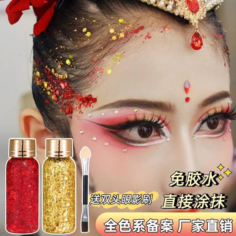 Genuíno crianças maquiagem lantejoulas Gel rosto adesivos decoração grande Glitter cabelo cola-livre desempenho palco ma