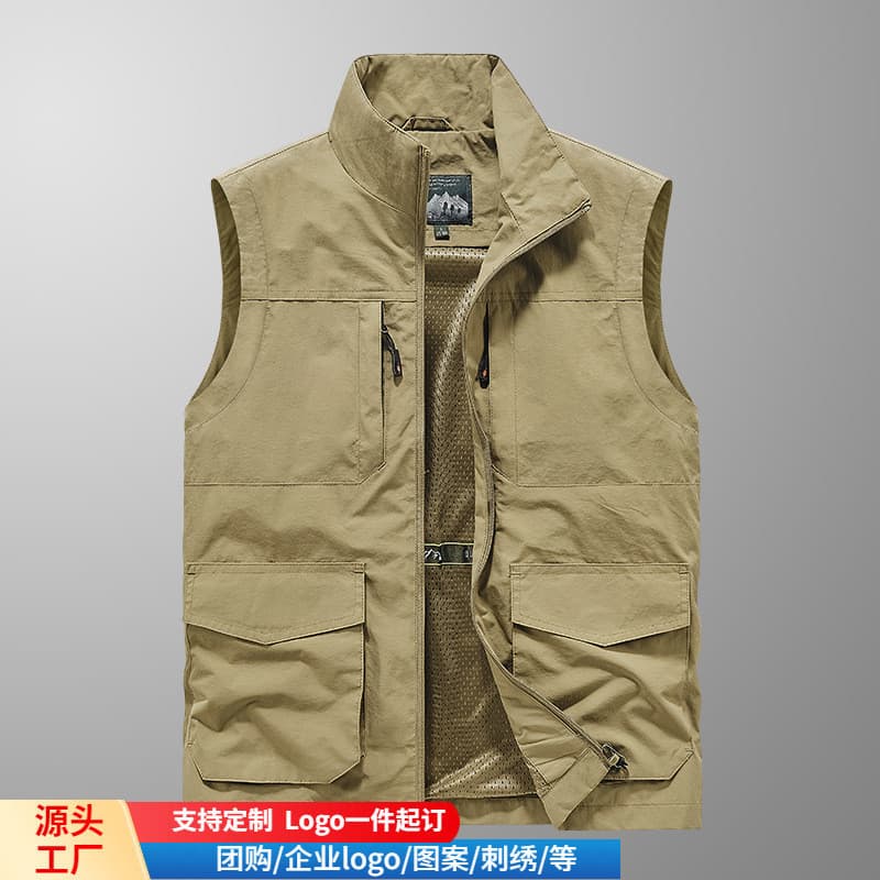 Primavera outono novo estilo colete de secagem rápida masculino tamanho grande Multi-bolso colete jaqueta ao ar livre Wo