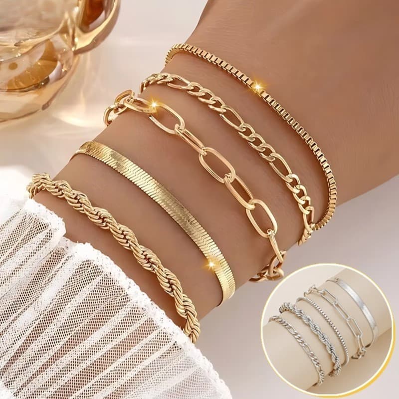 Novo Conjunto de Pulseiras de Verão com 5 Peças para Mulheres, Joias Boho Hipoalergênicas, Presente.