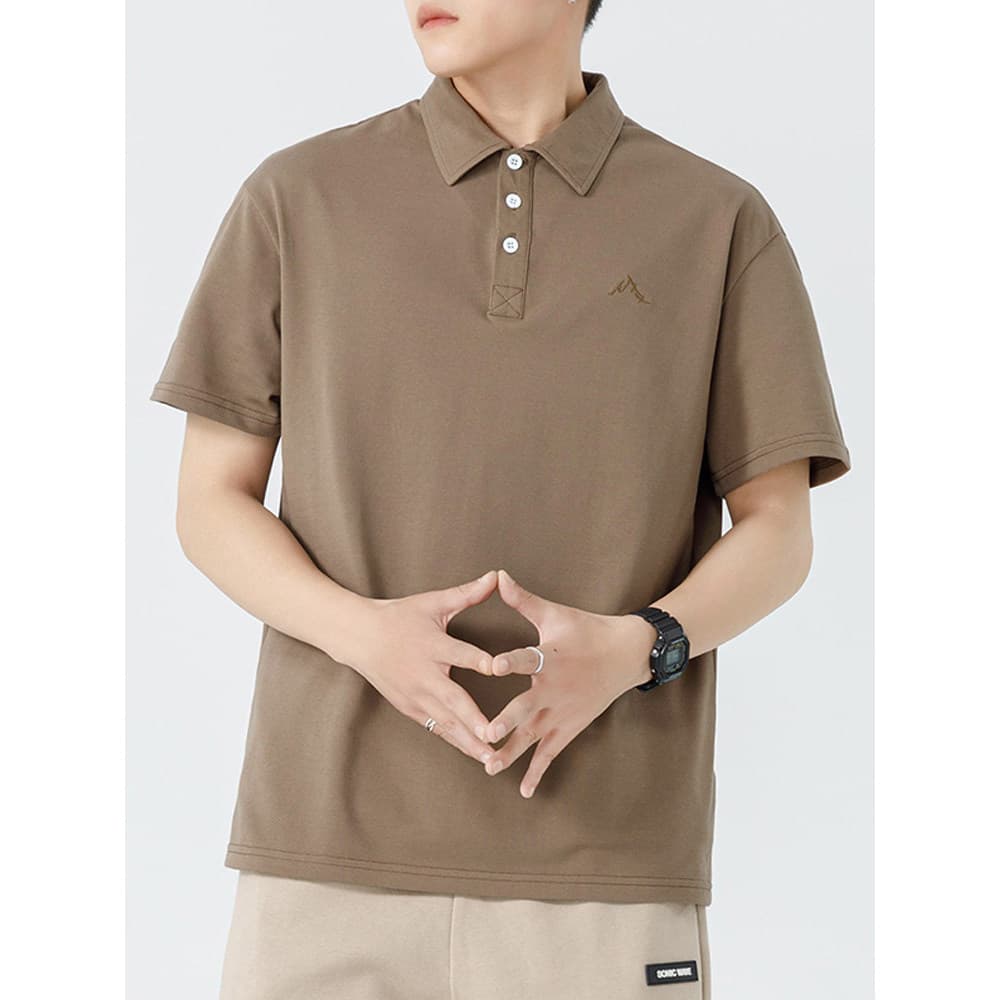 Camisa polo masculina de manga curta rufião bonito cor sólida lapela respirável camiseta 2024 verão fino topo na moda