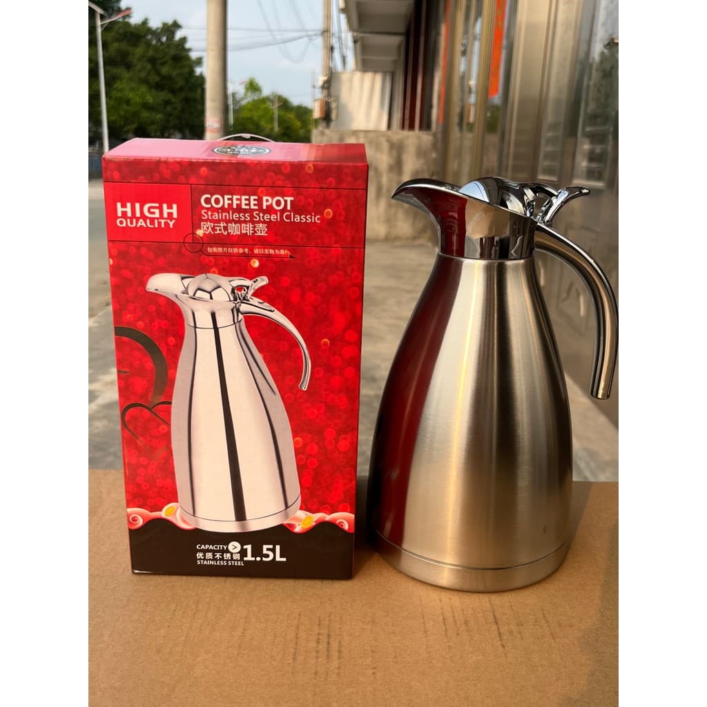 Chaleira térmica de aço inoxidável 304, 1.5L, grande capacidade, doméstica, comercial, escritório, presente, restaurante