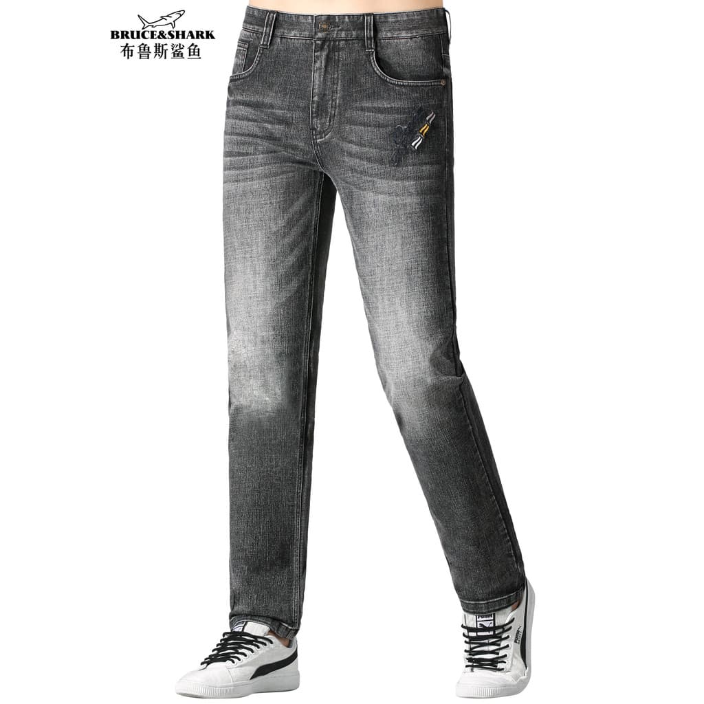 2025 outono novo estilo Jeans masculino Street Wear calças retas Bruce tubarão solto grosso calças Plus Size