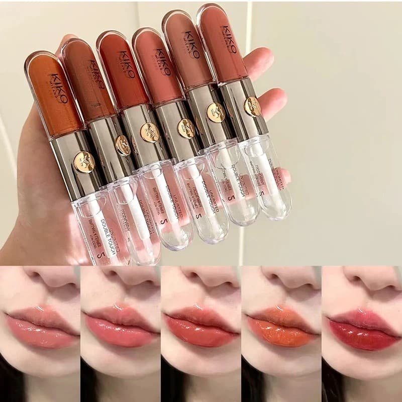 KKO 3D Líquido Lábio Esmalte Transparente Brilho Labial Espelho Batom Nutritivo Brilhante Lábios Cheios Não Desbotamento