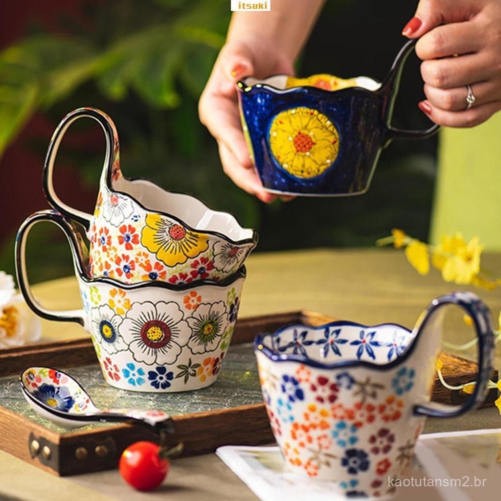 Caneca de Cerâmica para Aveia com Alça Exclusiva, Copo de Água Requintado, Presente Ideal para Amigos e Família