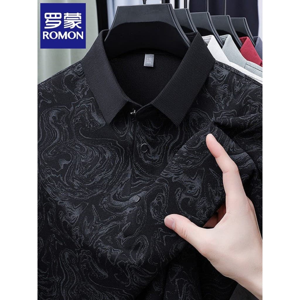 Lomon 2026 novo estilo de negócios Casual camisa polo de manga curta masculina completa sem costura verão lapela solta c