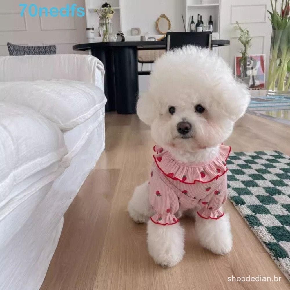 NEDFS Roupas Para Animais De Estimação , Camisa Fofa De Base De Morango Suprimentos Colete Macio E Respirável Cães , Ver