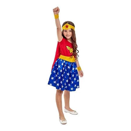 Fantasia Mulher Maravilha Infantil Menina Roupa G