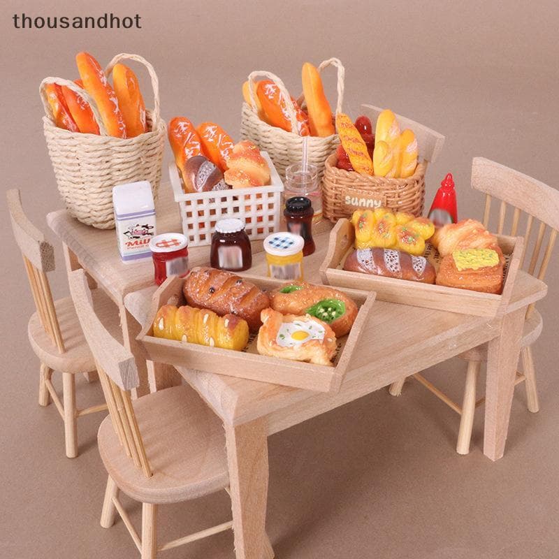 1 : 12 Casa De Bonecas Em Miniatura Comida Jogar Cozinha Simulação Cesta Pão Jam Modelo Decoração Brinquedo Boneca Acess