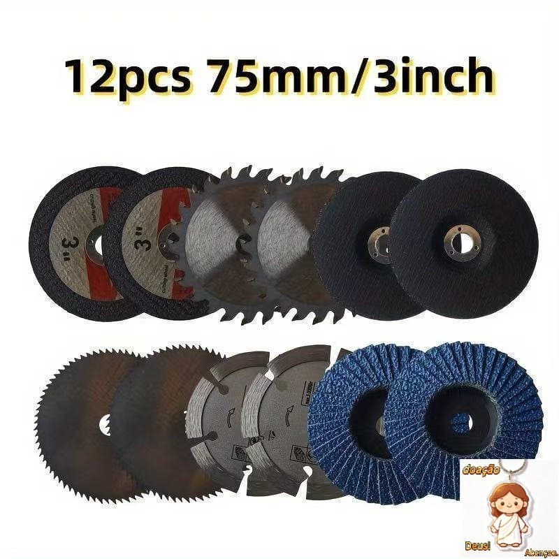 Um conjunto de peças de corte 76mm com furo interno de 10mm