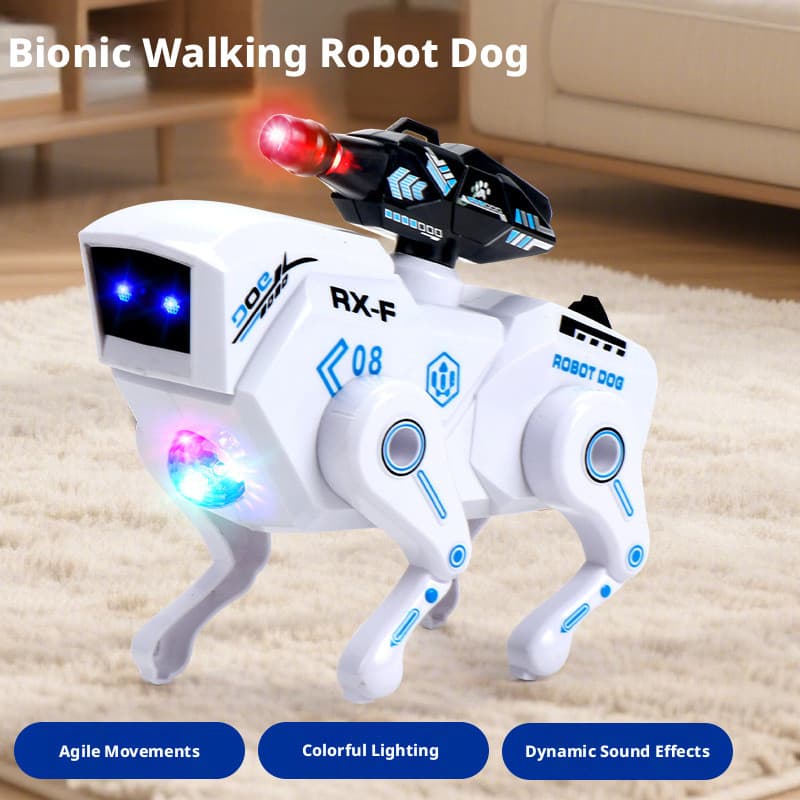 Simulação elétrica som luz andando robô cão menino brinquedos infantis presente de aniversário