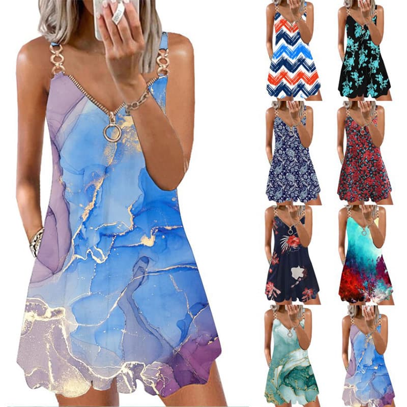 Vestido Feminino Estampado Solto Sem Mangas