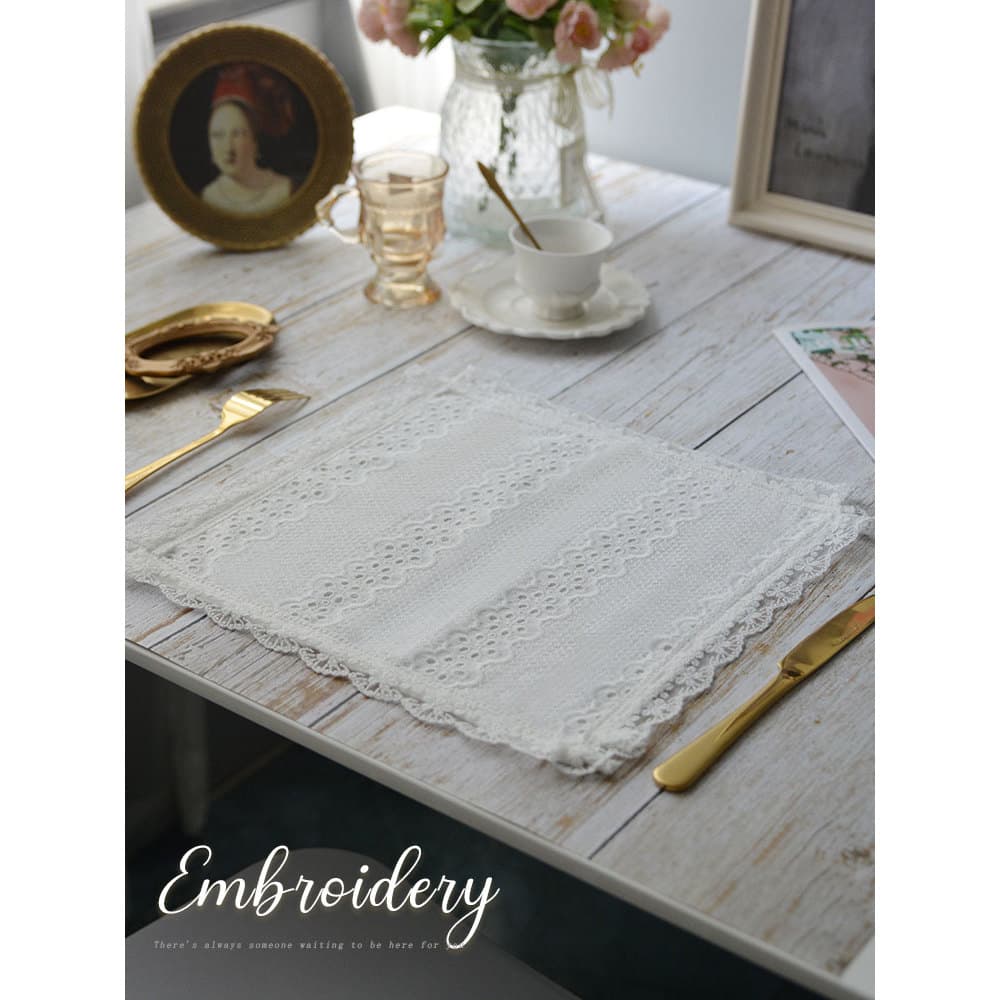 Placemats franceses puro algodão branco almofadas de isolamento Coasters americano Retro ocidental placemats comida tiro