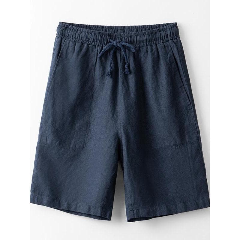 Calças de cintura elástica dos homens calças de praia quarto calças de linho branco 3 pontos 4 pontos verão algodão linh