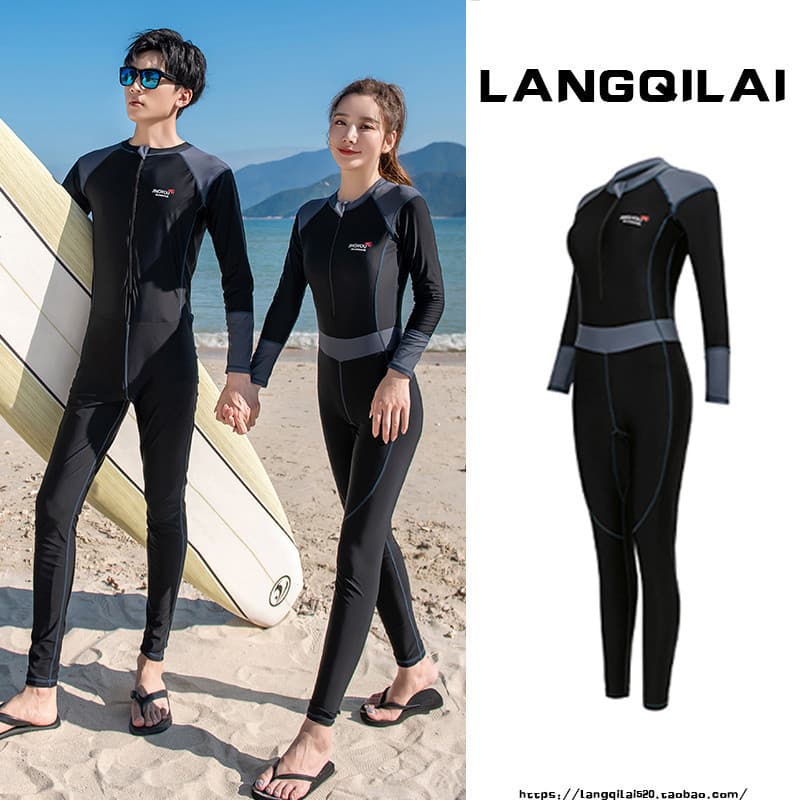 Terno de mergulho masculino de uma peça esportes femininos mais magro olhar de manga comprida terno de surf 100kg casal