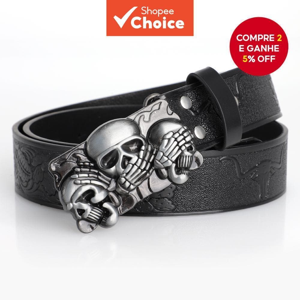 1pcs Novo Cinto Masculino Moderno, Estilo Escuro Fashion com Caveira Personalizada, Cinto Punk para Jovens, Unissex