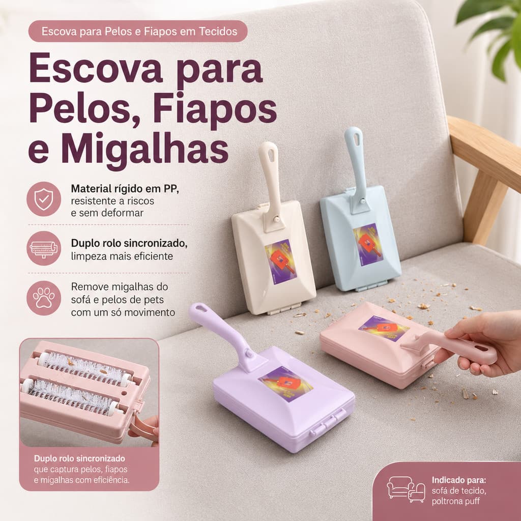 Papa Migalhas Escova Feiticeira Mágica Limpa Mesas Estofados Poltronas Carro Farelos Pelos Pet Tecidos Bancos Tapetes