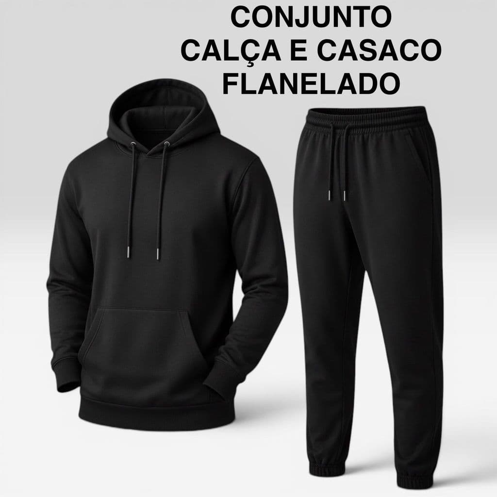 Conjunto Moletom Fit Light Masculino Premium Leve Confortável Com Capuz