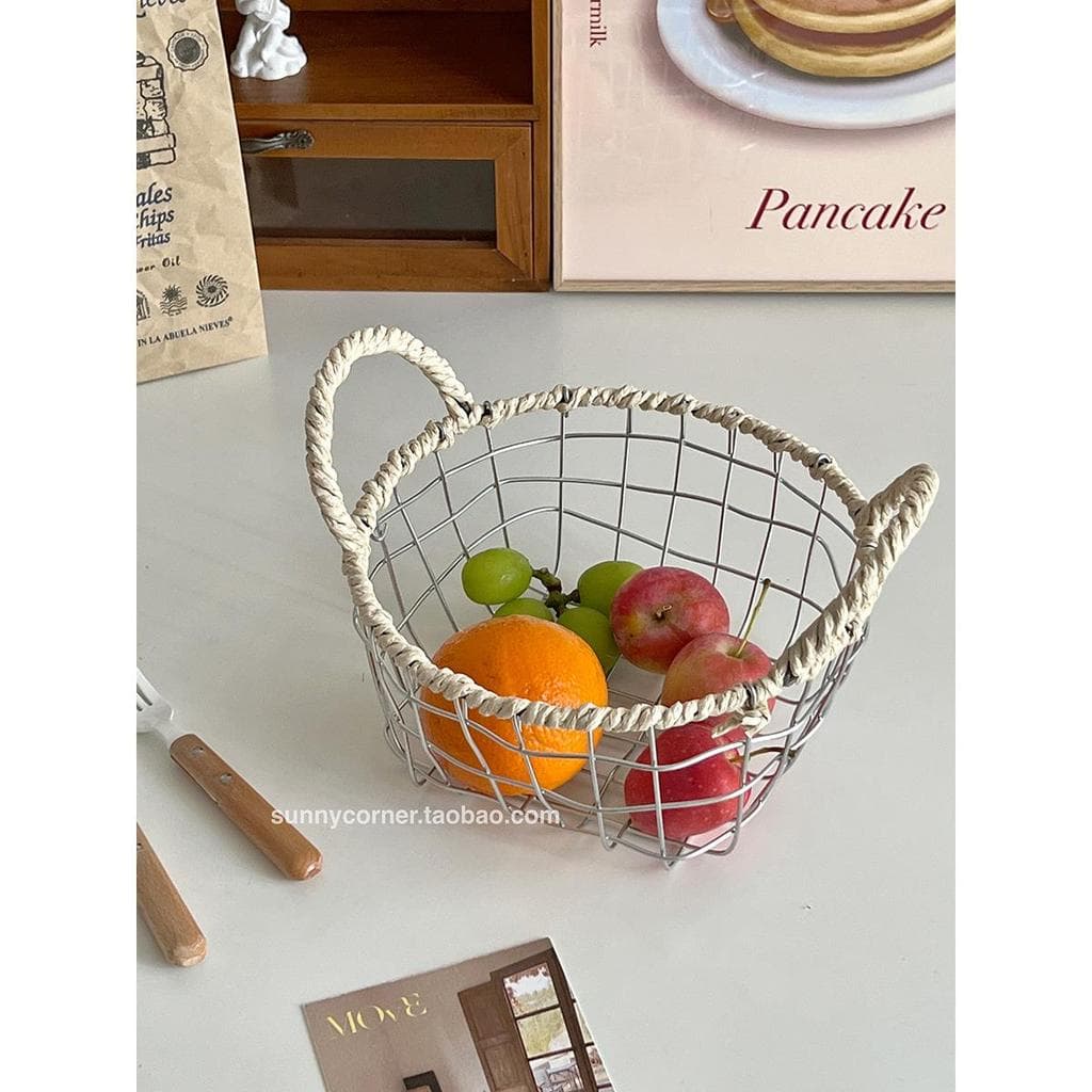 Ins nórdico Desktop ferro arte cesta de armazenamento de artigos diversos portátil cesta de tecido lanche pão cesta de e